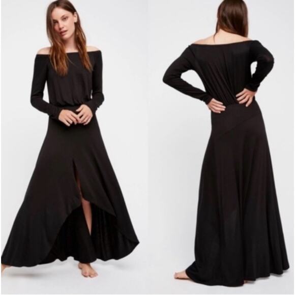 Free People Beach Jupiter Maxi Dress Black Stretch Jersey Women's Small - Picture 1 of 14